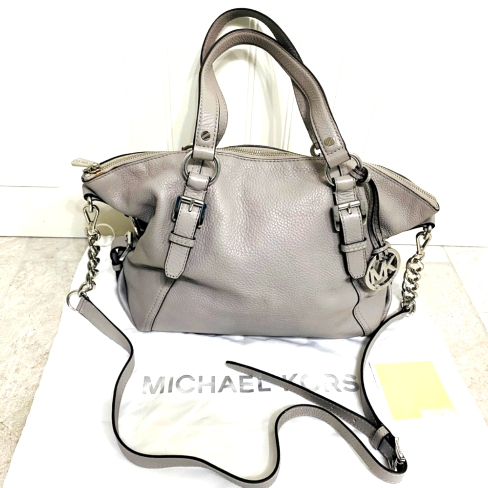 Authentic Michael Kors grey pebbled leather handbag excellent condition - Picture 2 of 12